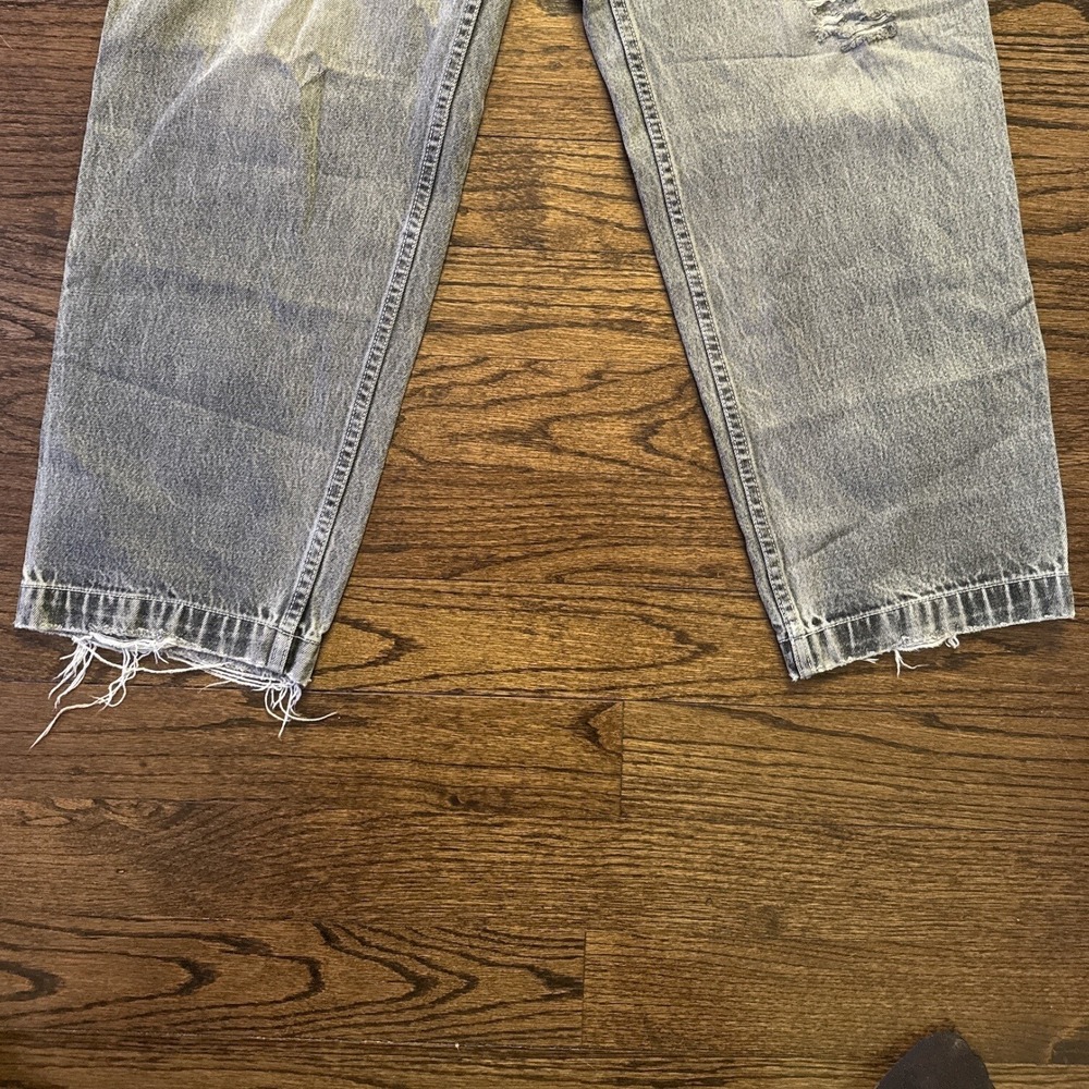 Y2K Karl Kani Jeans 90's Mens W32 L32 Grey Wash Distressed Retro‎ Worn Baggy Fit - Picture 2 of 10